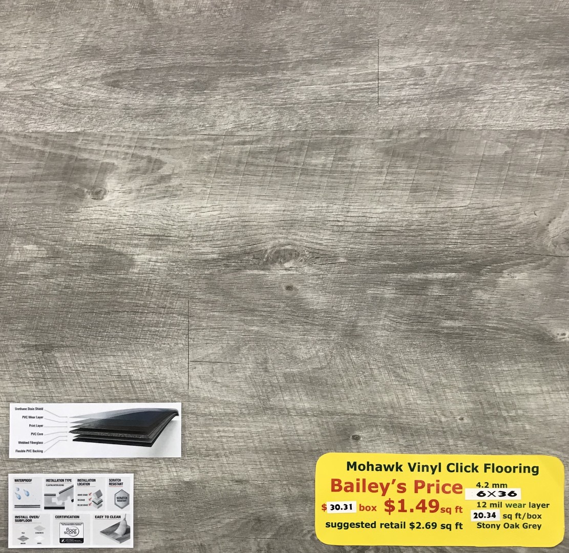 Mohawk Vinyl Click Flooring Stony Oak Grey Bailey S Discount