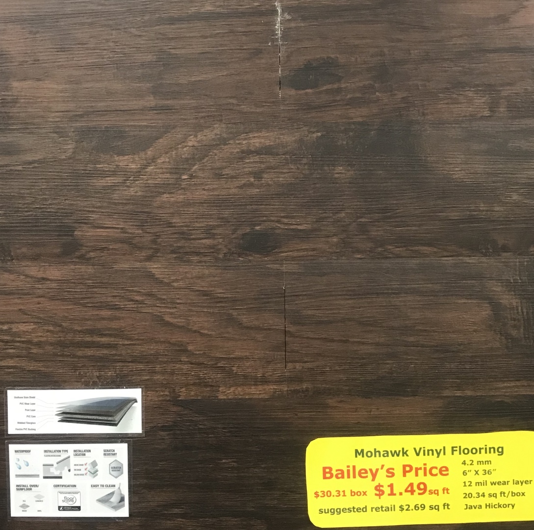 Mohawk Vinyl Flooring Java Hickory Bailey S Discount Center