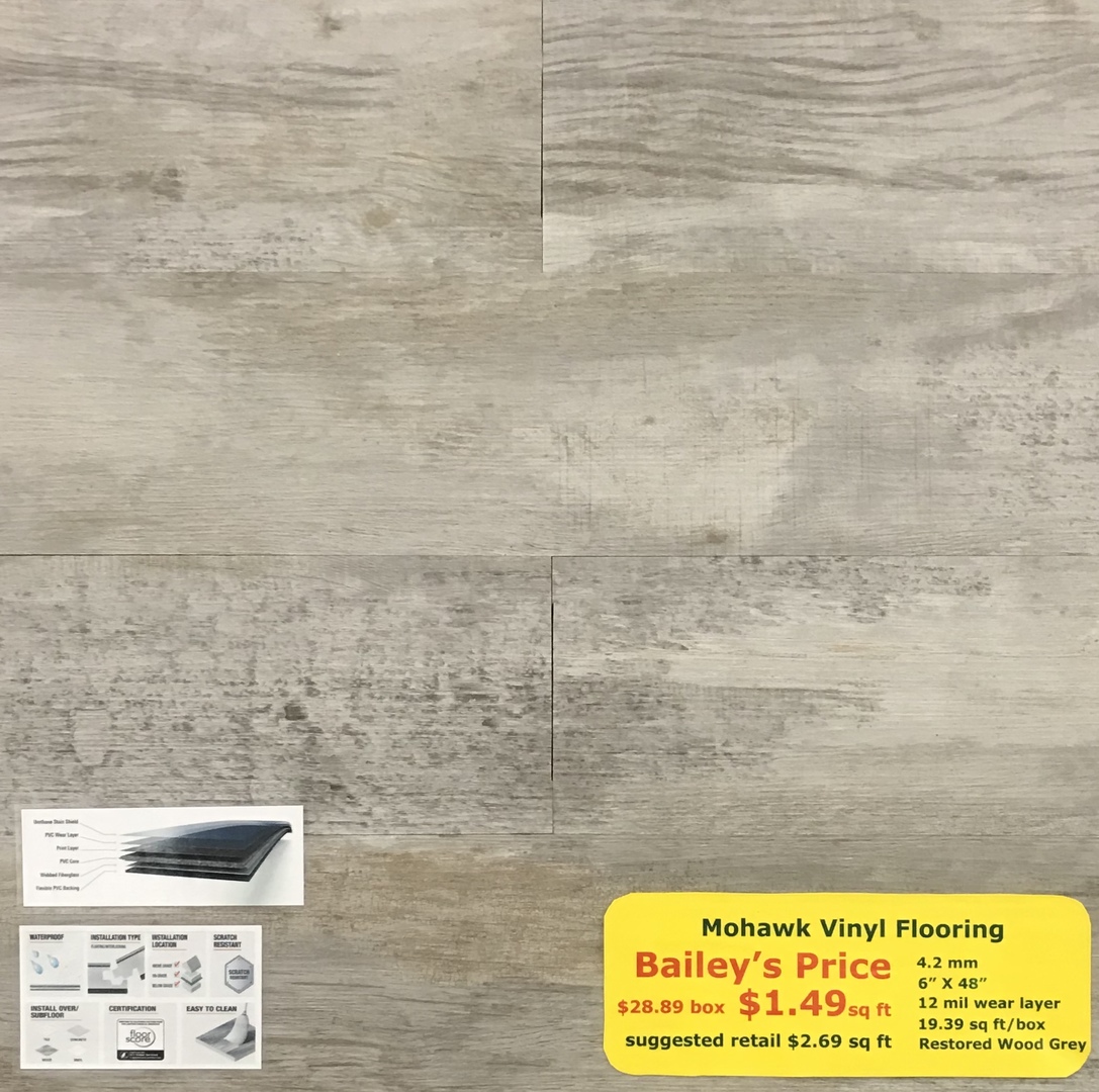 Mohawk Vinyl Flooring Restored Wood Grey Bailey S Discount Center
